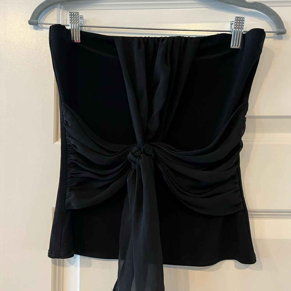Beautiful black tube top with a tie  front by Marciano. Size S/P.